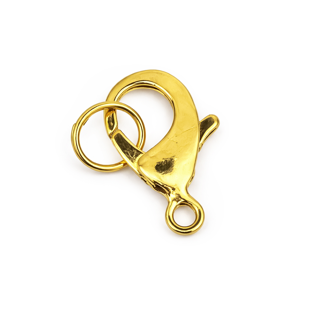 Karabiner Edelstahl gold 9mm mit Ringerl, 3 Stück/Pkg