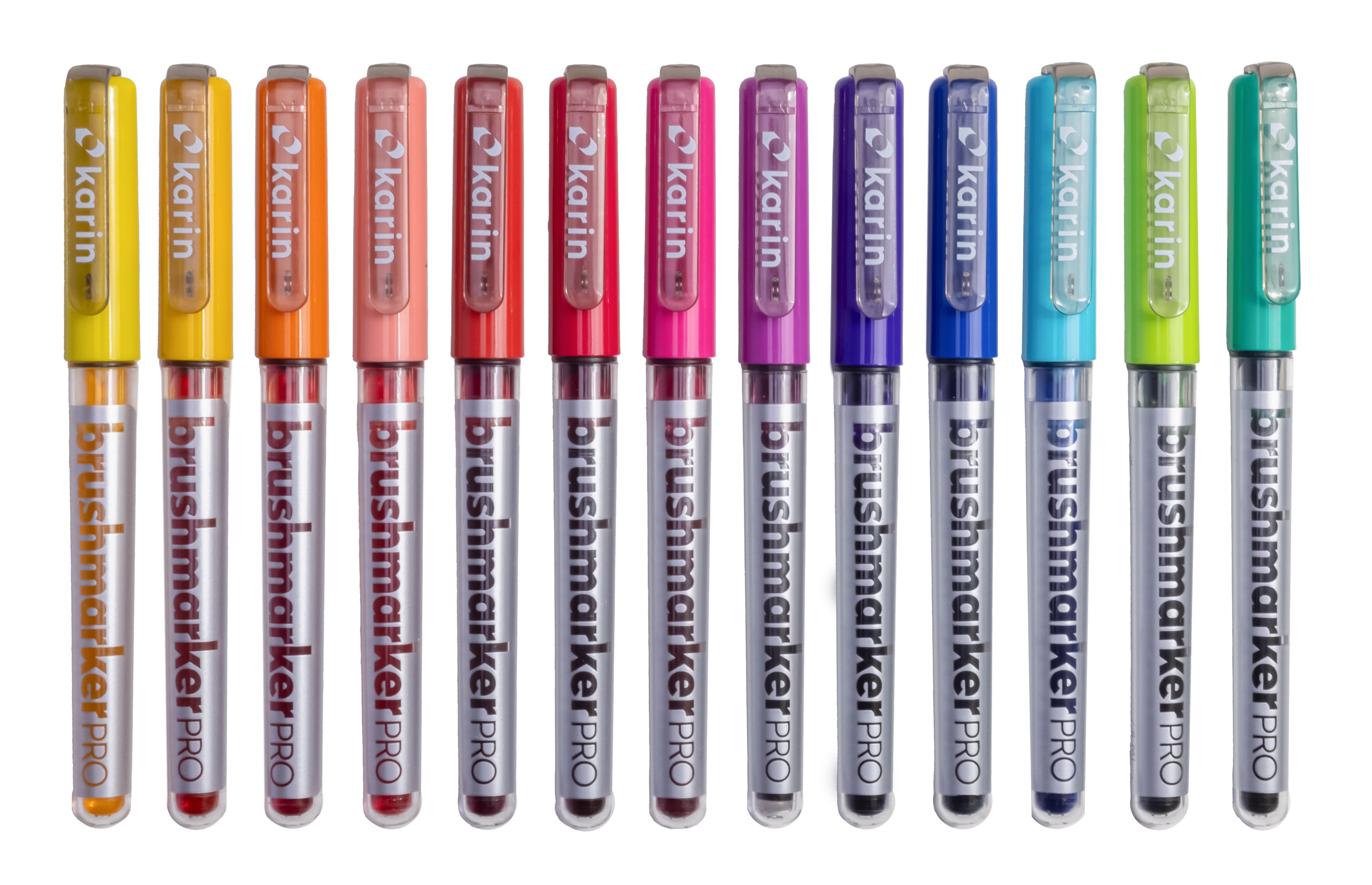Karin Markers Brushmarker PRO mit Nylon-Pinselspitze 72 verschiedene Farben einzelne Stifte