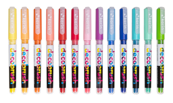 Karin Markers Decobrush Pigment Acrylmarker mit Pinselspitze 84 verschiedene Farben einzelne Stifte