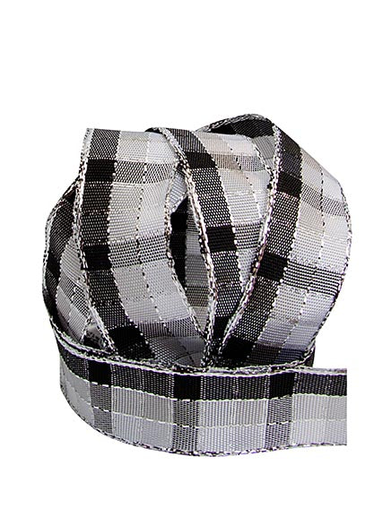 Dekorband Karo mit Draht 20mm, pro Laufmeter