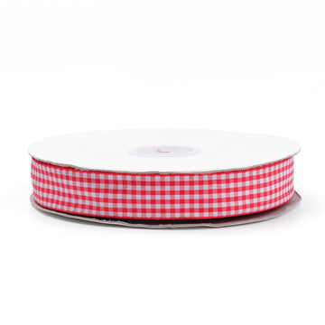Karoband 10mm rot, kariertes Band pro Laufmeter oder Rolle