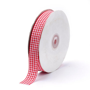 Karoband 10mm rot, kariertes Band pro Laufmeter oder Rolle