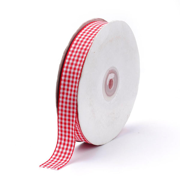 Karoband 10mm rot kariertes Band per Laufmeter oder Rolle
