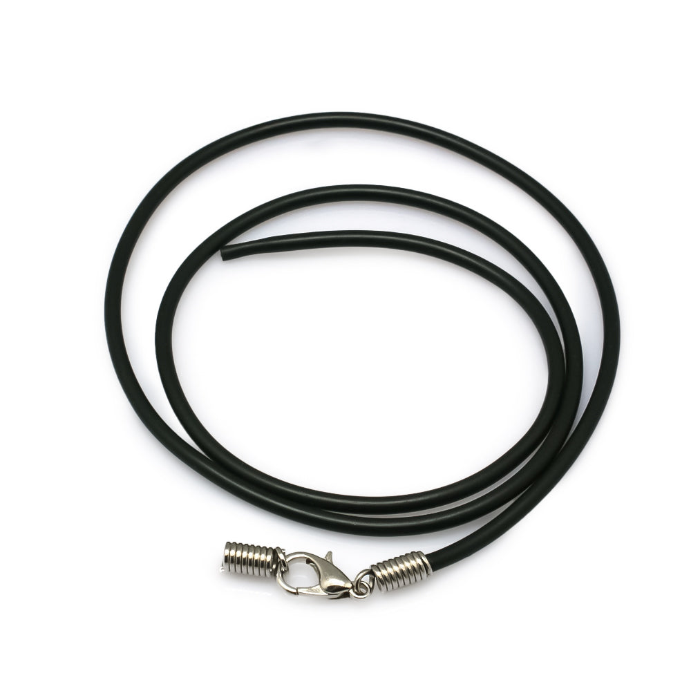 Kautschuk-Halsband Kette schwarz 1,5mm mit silberfarbenem Metallversch –  Babsi's Künstler- Bastelbedarf