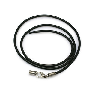 Kautschuk-Halsband Kette schwarz 1,5mm mit silberfarbenem Metallverschluss 45cm