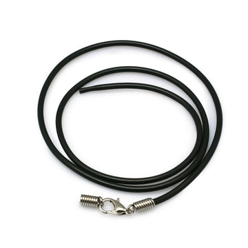 Kautschuk-Halsband Kette schwarz 1,5mm mit silberfarbenem Metallverschluss 45cm