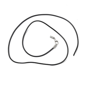 Kautschuk-Halsband Kette schwarz 1,5mm mit silberfarbenem Metallverschluss 45cm