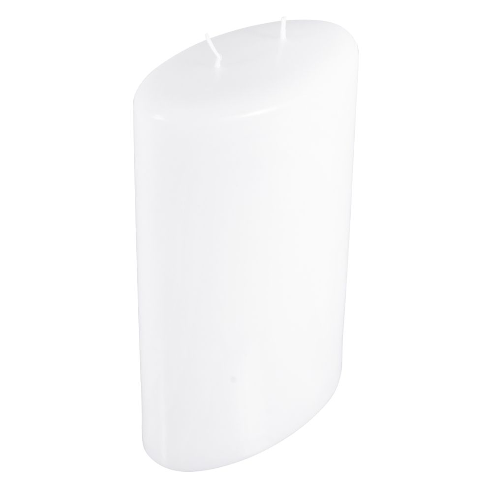 Ovalkerze Rohling mit 2 Dochten weiß 13,5x7,5x22cm