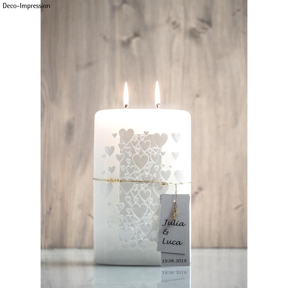 Ovalkerze Rohling mit 2 Dochten weiß 13,5x7,5x22cm