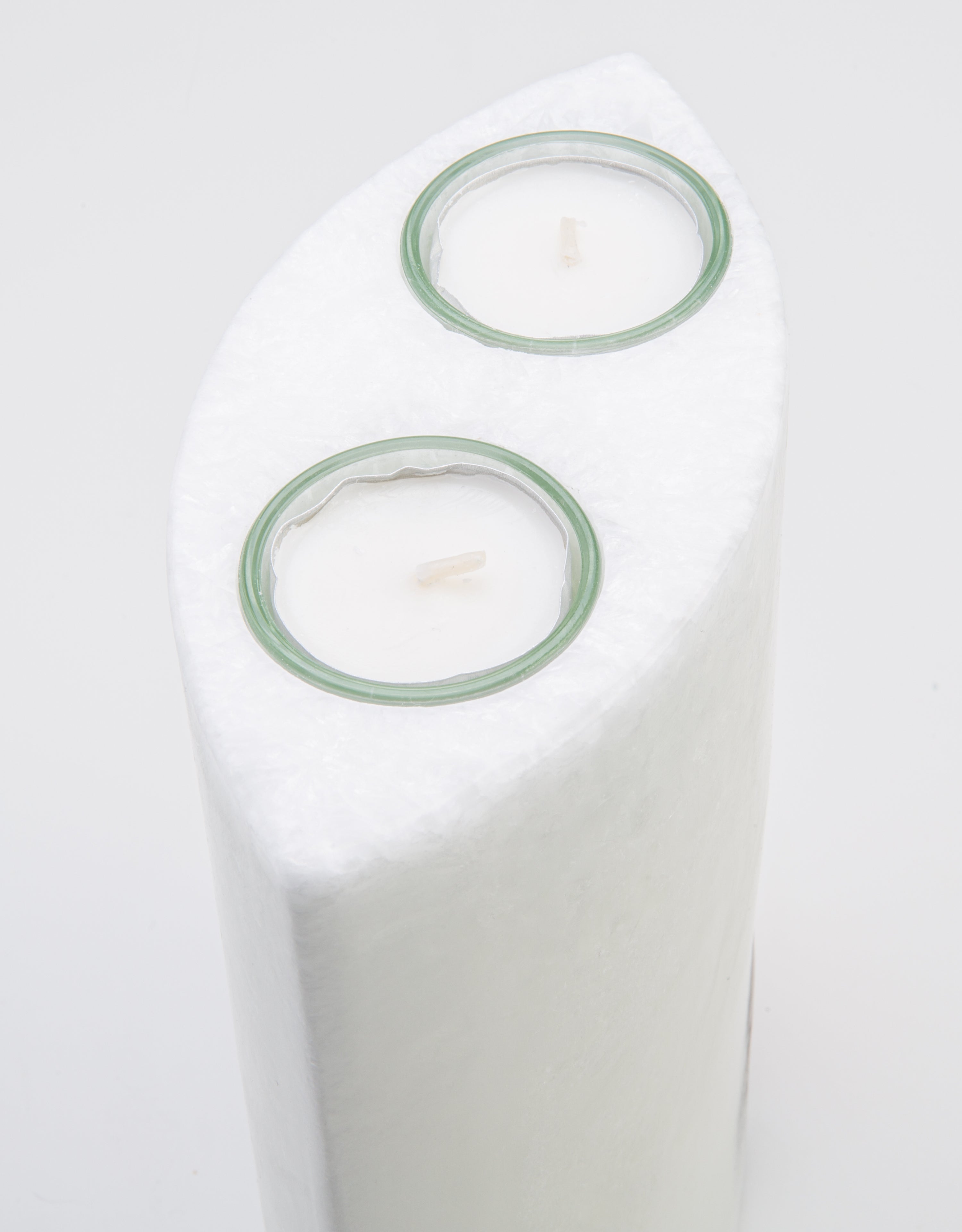 Kristall Holzkerze Ellipse oval Landhaus-Optik 8x14x21cm mit 2 xTeelichteinsatz