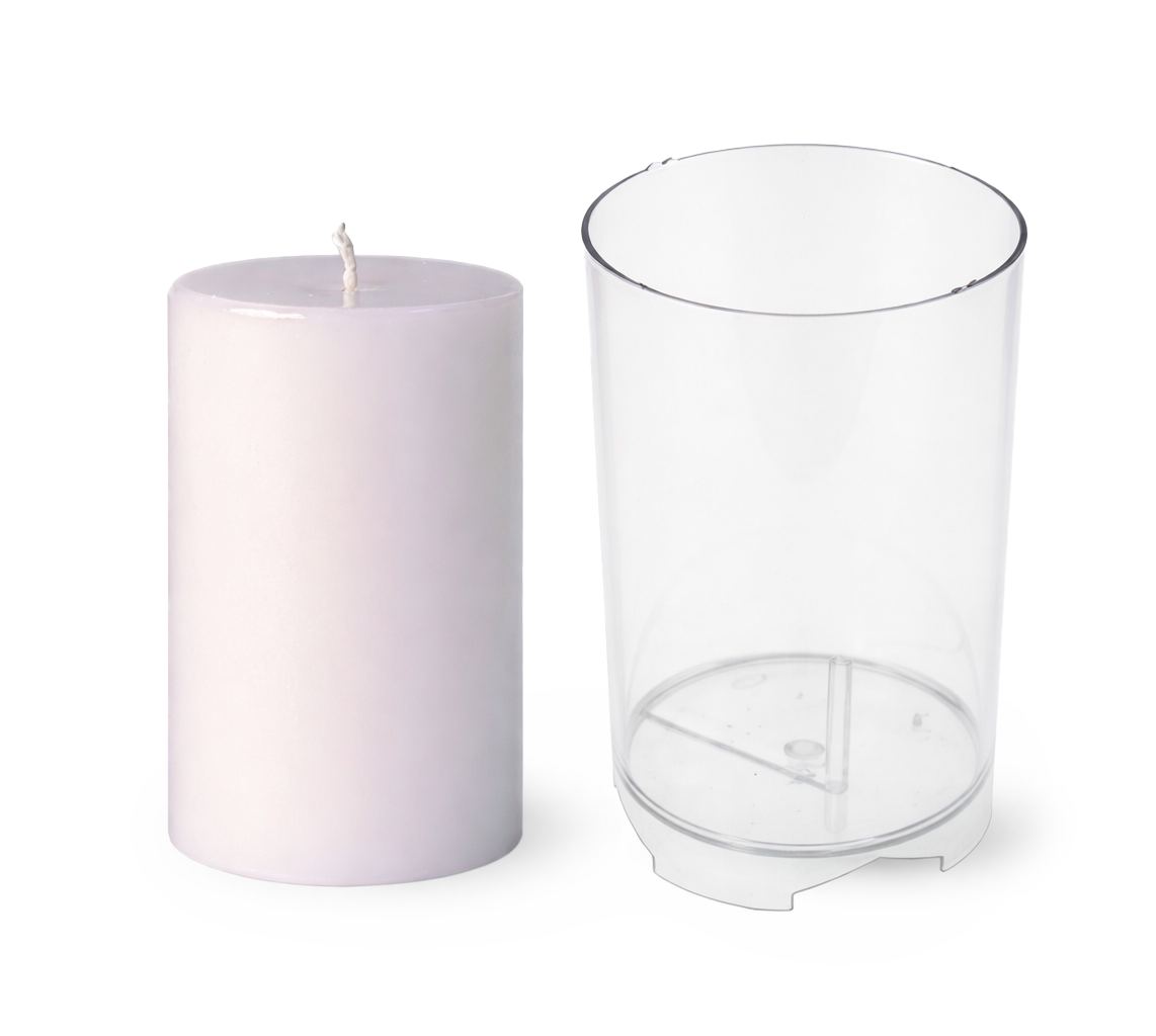 Kerzengießform Stumpe Zylinder m. Abschluss Kunststoff transparent Ø 8x13cm