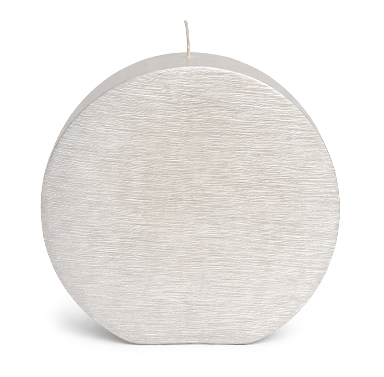 Kerze Scheibe gebürstet weiß perlmutt 170/180/43mm