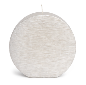 Kerze Scheibe gebürstet weiß perlmutt 170/180/43mm