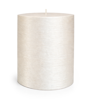 Kerzenrohling oval spitz gebürstet weiß perlmutt 220/150/80mm