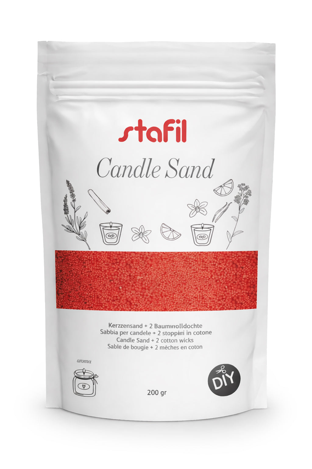 Stafil Kerzensand mit Aroma + 2 Baumwolldochte 200g