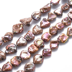 Keshi Muschelperlen Nuggets 6-20mm braun 8 Stück