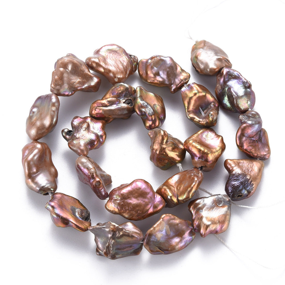 Keshi Muschelperlen Nuggets 6-20mm braun 8 Stück