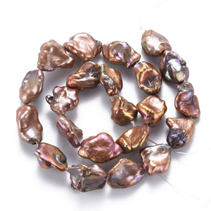 Keshi Muschelperlen Nuggets 6-20mm braun 8 Stück