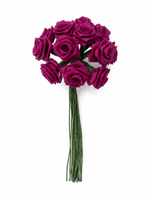 Kleinblume Dior Rose brombeer Kunstseide Drahtstiel ⌀ 10mm 12 Blüten / Bund