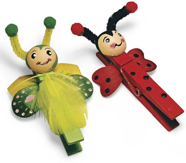 Holz-Wäscheklammern bunt 72mm 6 Farben 18Stück