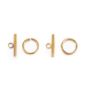Knebelverschluss Edelstahl goldfärbig 15x2mm 2 Set/Pkg