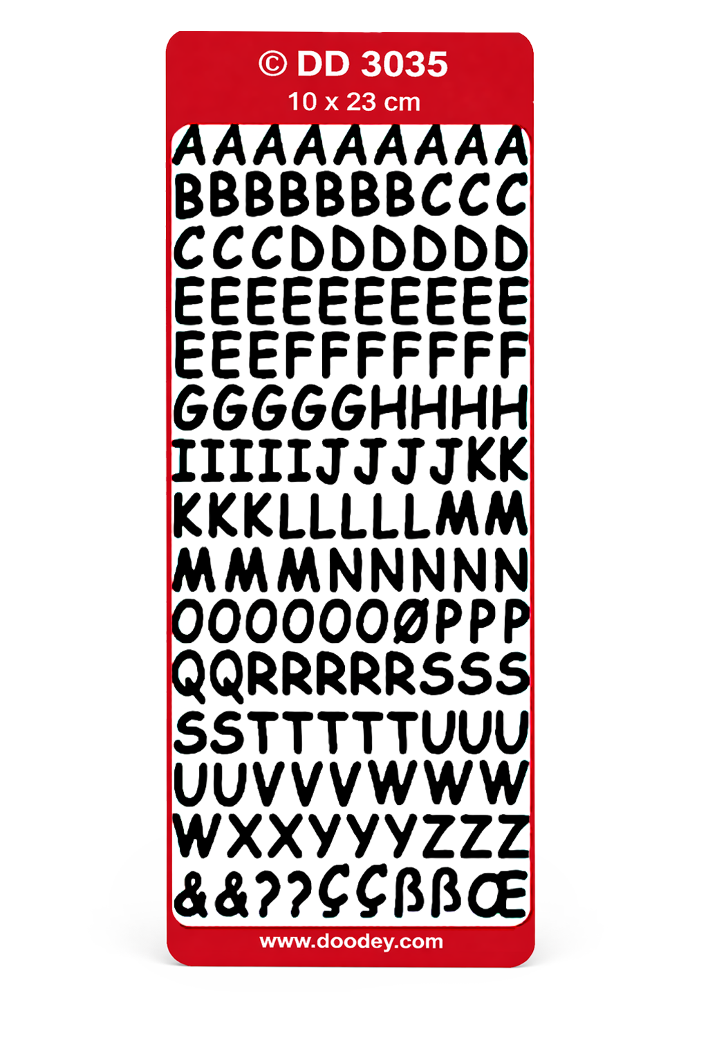 Glänzende Umrissaufkleber Buchstaben rund 10x23cm