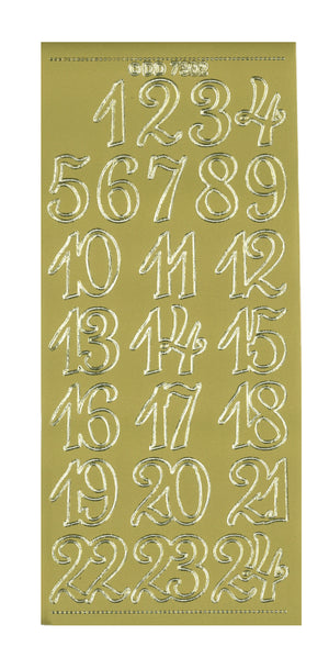 Konturensticker Advent Numbers Adventkalenderzahlen 1 Bogen 10x23cm