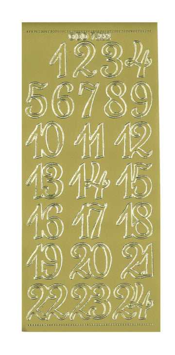 Konturensticker Advent Numbers Adventkalenderzahlen 1 Bogen 10x23cm