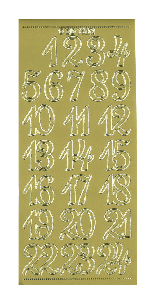 Konturensticker Advent Numbers Adventkalenderzahlen 1 Bogen 10x23cm