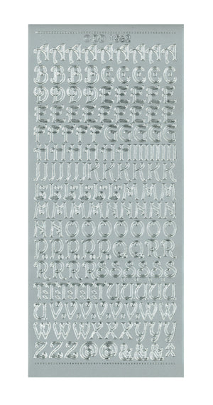Konturensticker Alphabet curled Großbuchstaben 1 Bogen 10x23cm