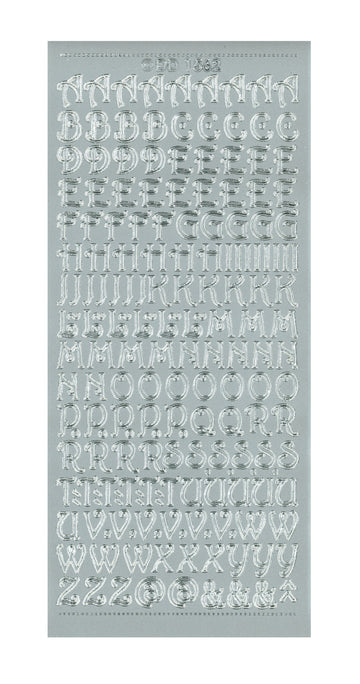 Konturensticker Alphabet curled Großbuchstaben 1 Bogen 10x23cm