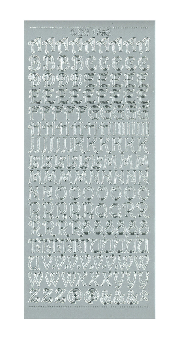 Konturensticker Alphabet curled Großbuchstaben 1 Bogen 10x23cm