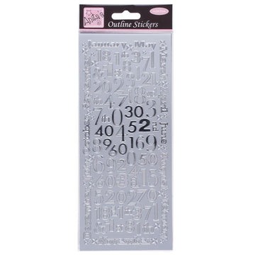 Outline Sticker Monat Zahlen 1 Bogen 24x10cm