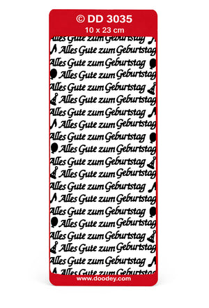 Shiny Outline Sticker Alles Gute zum Geburtstag Konturensticker 10x23cm Bogen