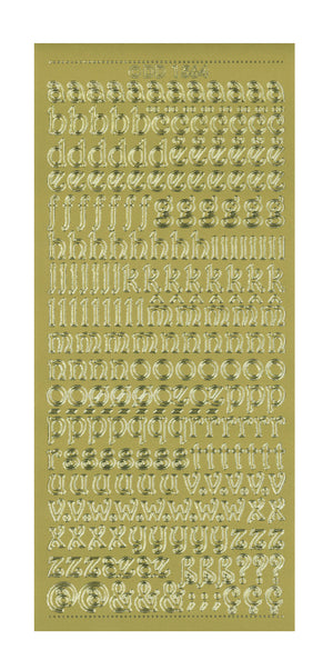 Outline Stickers ABC curled Kleinbuchstaben verschnörkelt 10x23cm 1 Bogen