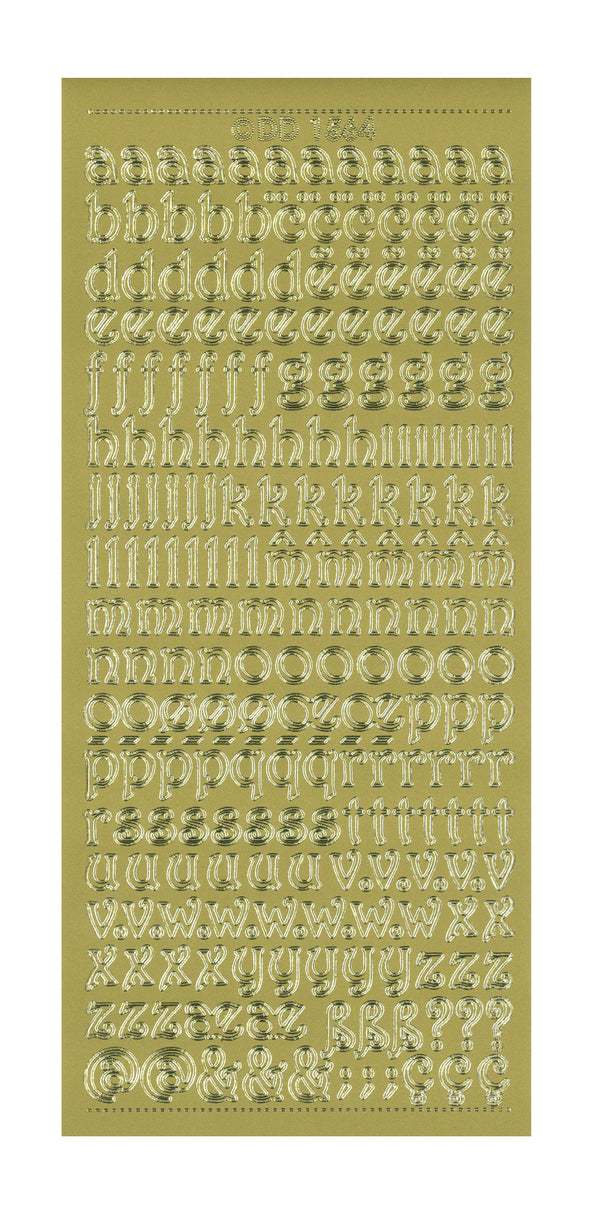 Outline Stickers ABC curled Kleinbuchstaben verschnörkelt 10x23cm 1 Bogen