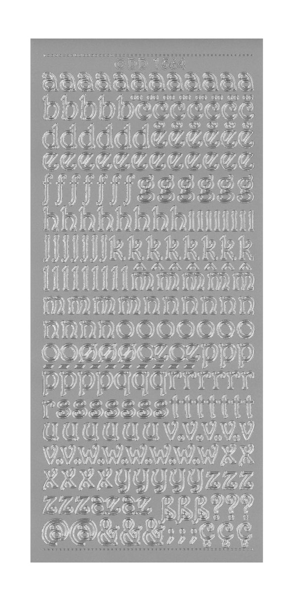 Outline Stickers ABC curled Kleinbuchstaben verschnörkelt 10x23cm 1 Bogen
