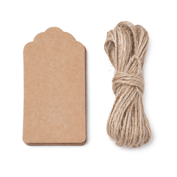 Papieranhänger Tags Kraftpapier 9x4,5 cm + Jutegarn 10 Stück