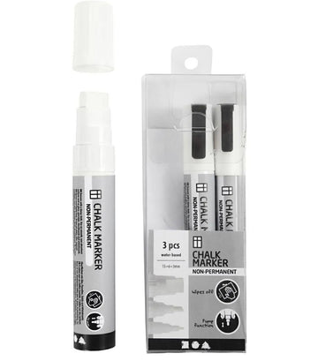 Kreidestifte Set weiß Strichstärke 3+6+15 mm 3 Stück