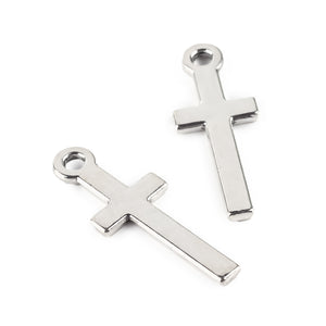Anhänger Kreuz glatt silber 30x11x2mm 6 Stück/Beutel