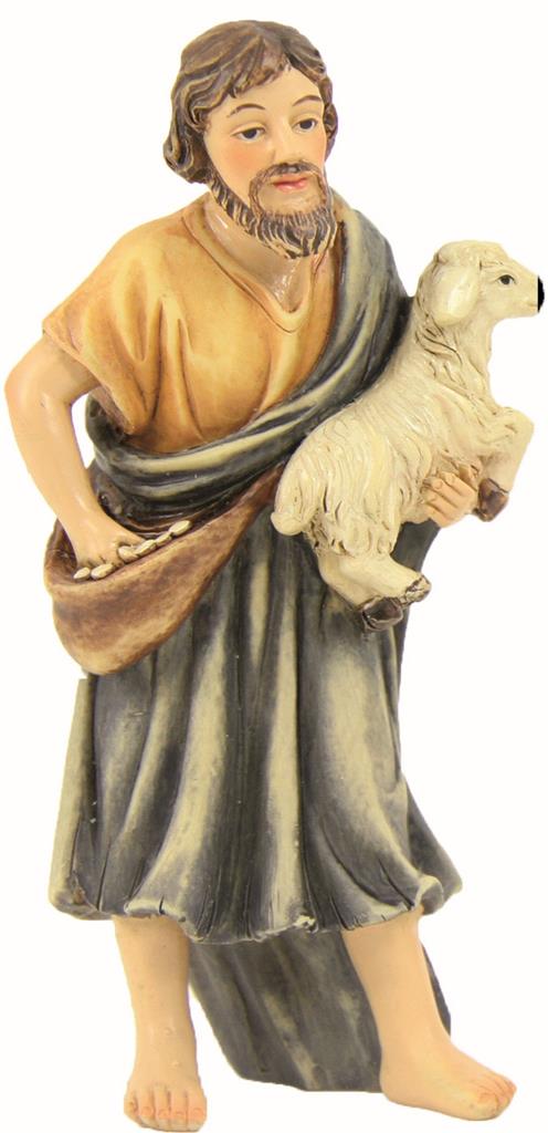 Krippenfigur Schäfer mit Schaf 12cm
