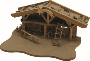 Krippenstall mit Komet Weihnachtskrippe 33x22x17cm