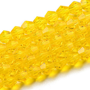 Kristallglasperlen Bicone facettiert gelb 3,5mm 107 Stück / Strang