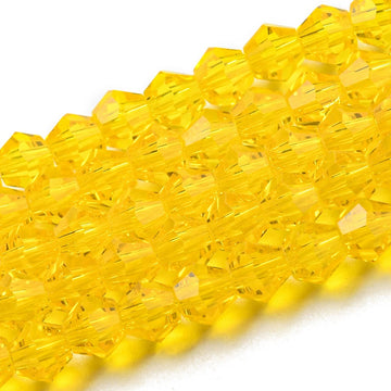 Kristallglasperlen Bicone facettiert gelb 3,5mm 107 Stück / Strang