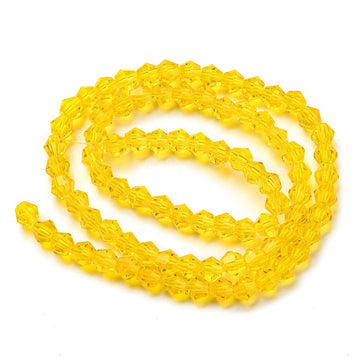Kristallglasperlen Bicone facettiert gelb 3,5mm 107 Stück / Strang