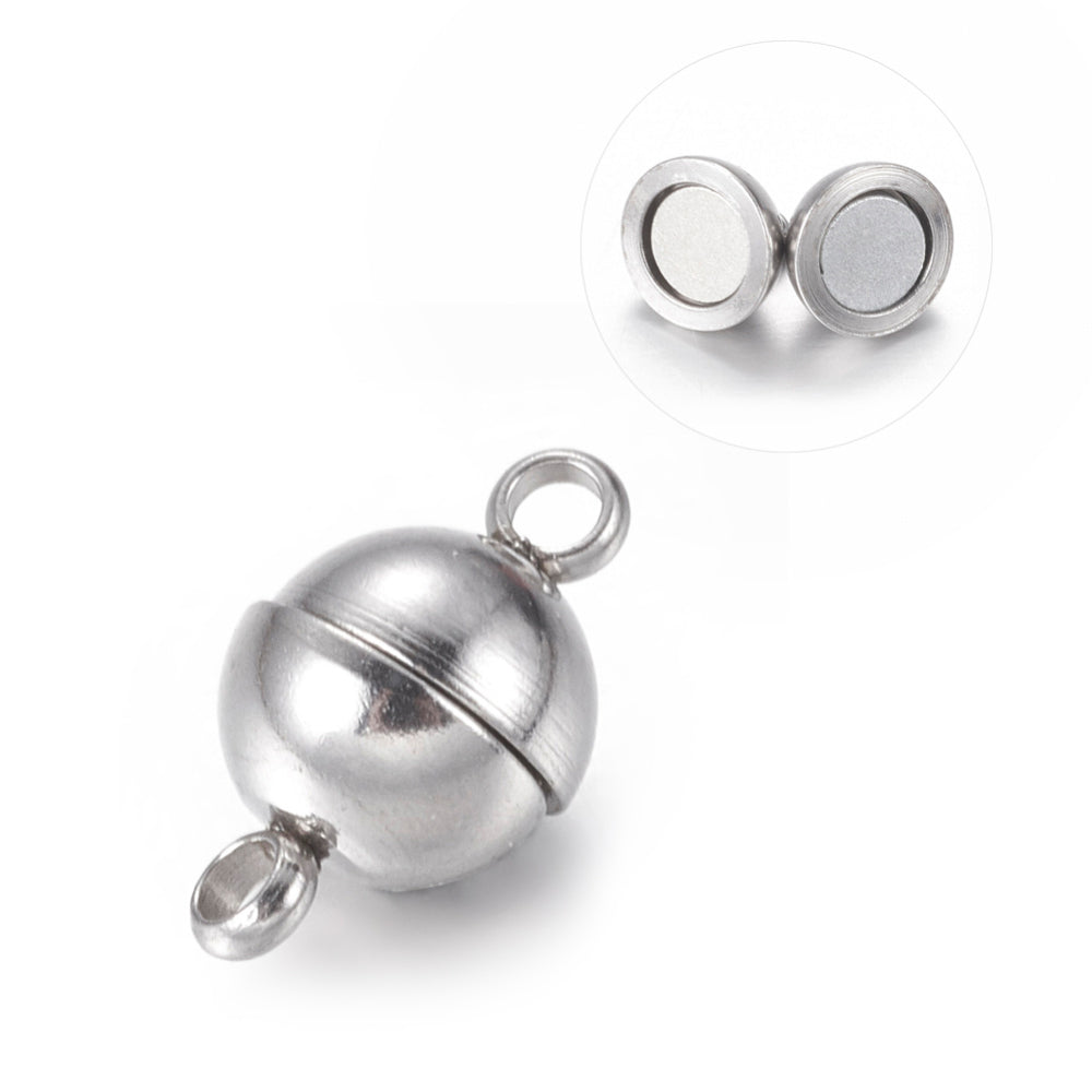 Kugel-Magnetverschluss aus Edelstahl rund 6mm 1 Stück
