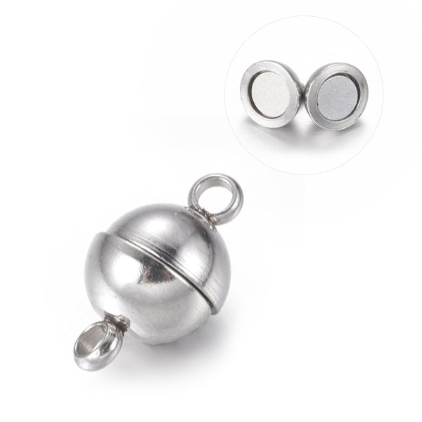 Kugel- Magnetverschluss aus Edelstahl rund 6mm 1 Stück