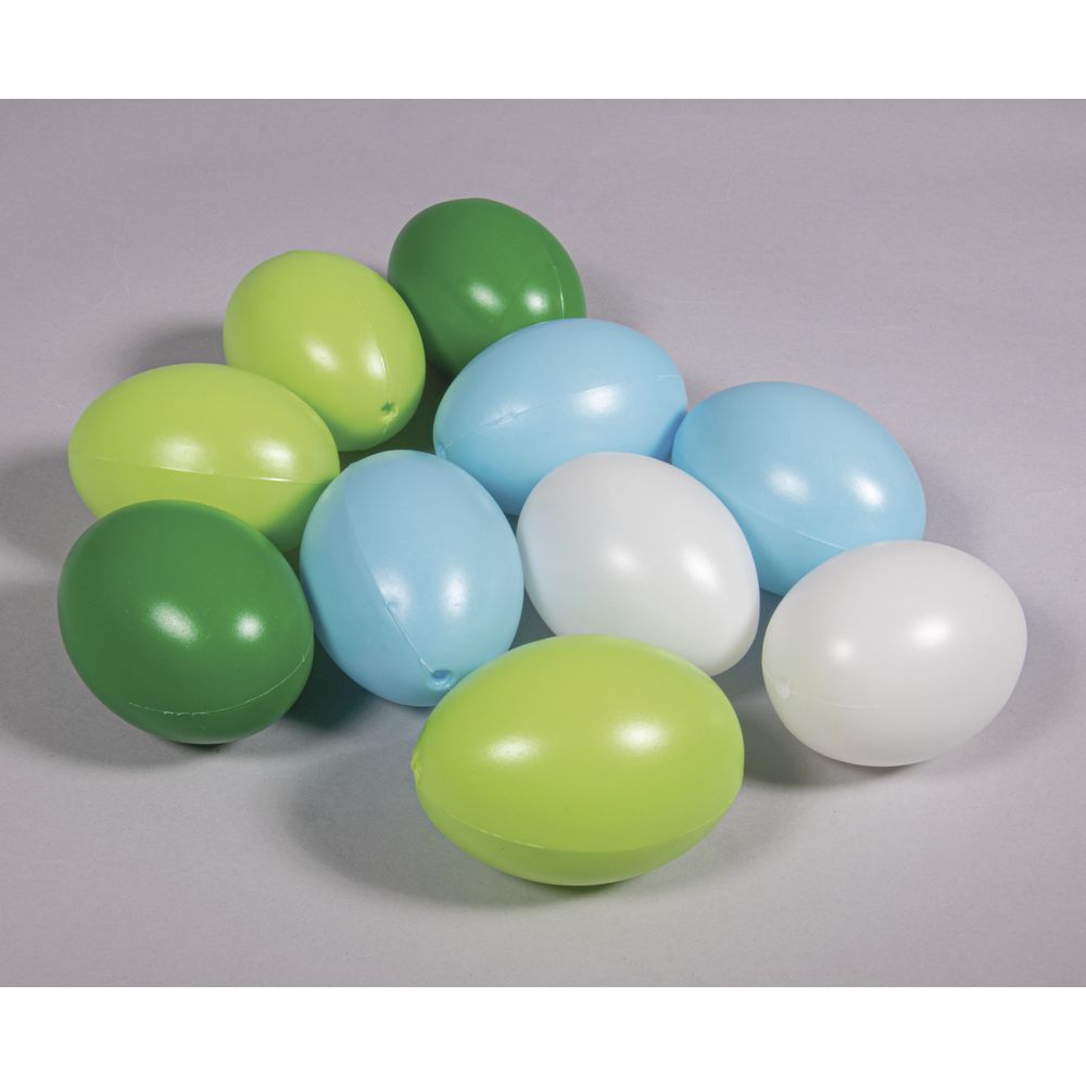 Plastik Eier Set 6cm ø blaugrün 10 Stück