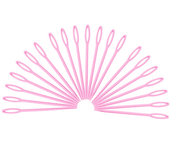 Kunststoff-Wollnadeln Pink – 20 Stück 55 mm – Kindgerechte Stopfnadeln mit großem Nadelöhr
