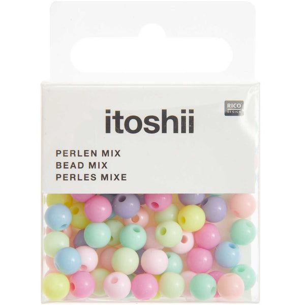 Kunststoffperlen rainbow pastell Mix Ø 6mm  80 Stück Itoshii